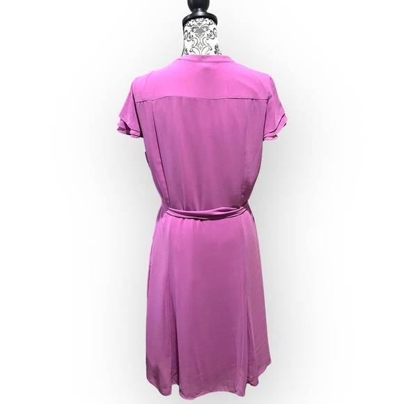 MSK Pintuck Chiffon Flutter Sleeve Midi Dress Purple Pink sz 16 - Picture 14 of 15